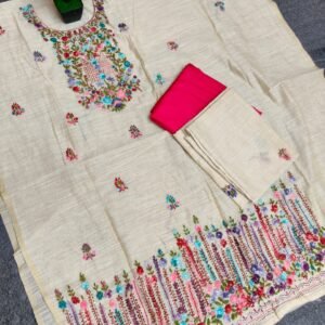 beautiful chanderi hand work suit